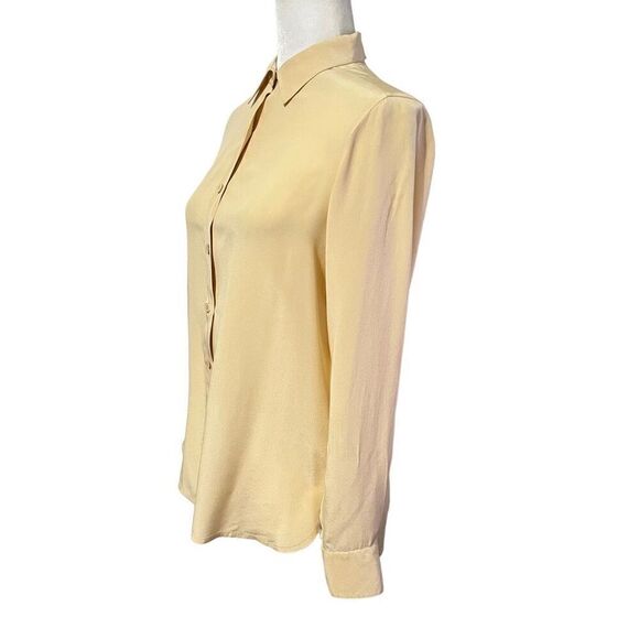 Lillie Rubin Women's Yellow Silk Long-Sleeve Button-Down Blouse Size 12 - Picture 6 of 13